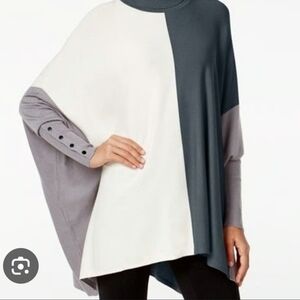 2X Alfani Multicolor (Gray Cream Deep Purple) flowy asymmetrical tunic sweater